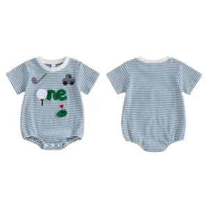 Baby Boy Romper with Fun Golf Embroidery