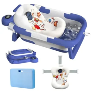 Foldable Baby Bathtub with Cushion and Kneeling Pad