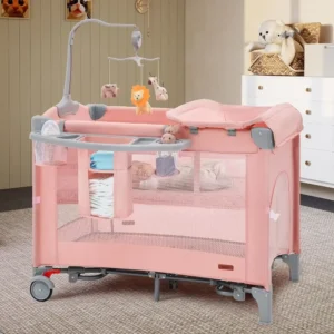 Portable 6-in-1 Baby Playard with Crib,